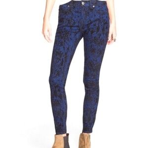 Free People jeans pants Indigo Jacquard Copperhead Flocked skinny‎ stretch 25